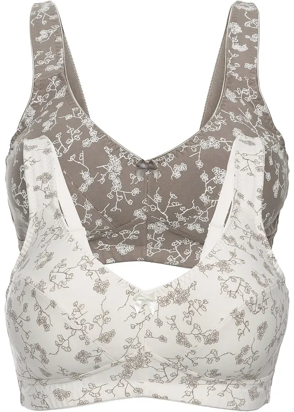 BH utan bygel (2-pack) i ekologisk bomull, bonprix