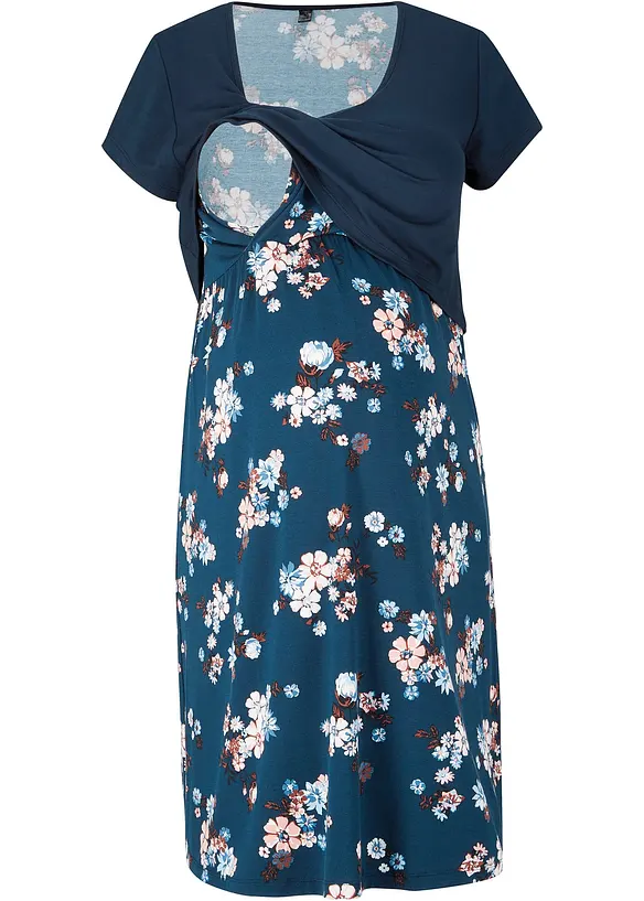 Blommig mamma-/amningsklänning i jersey, bonprix