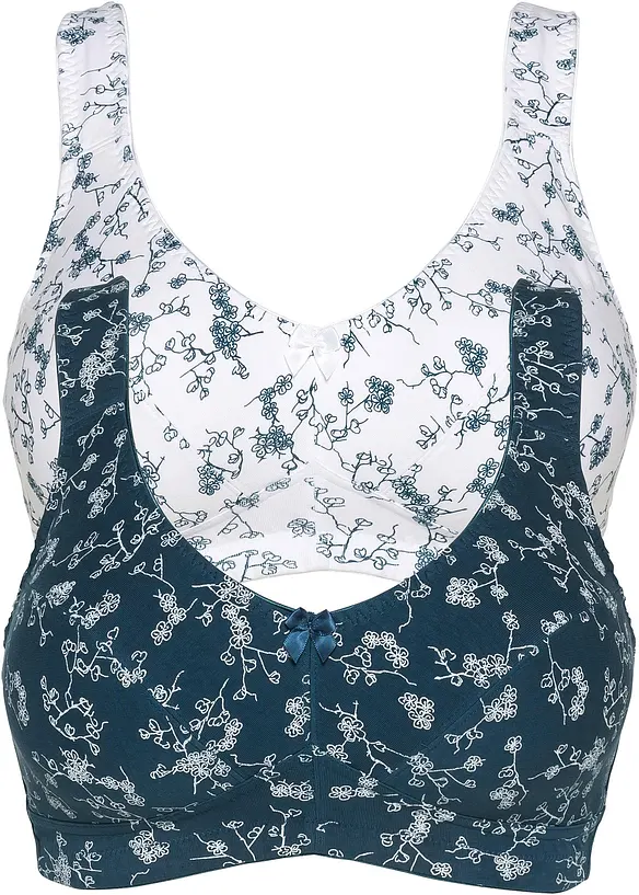 BH utan bygel (2-pack) i ekologisk bomull, bonprix