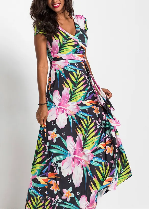 Maxiklänning med omlottlook, bonprix