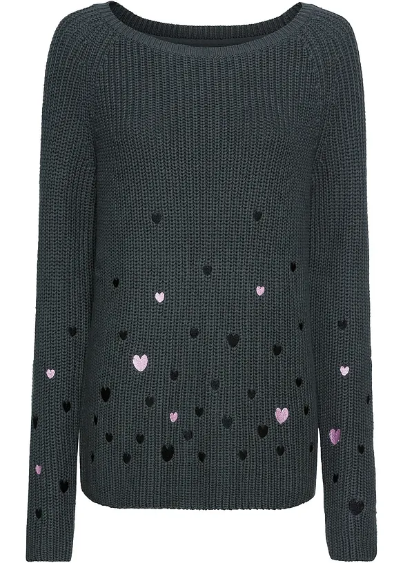 Tröja med broderi, bonprix