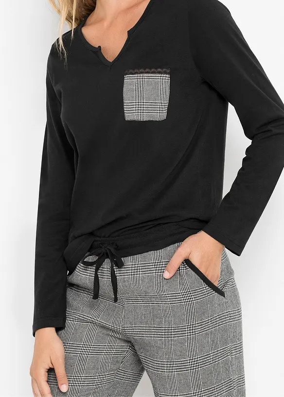 Pyjamas med flanellbyxa, bonprix
