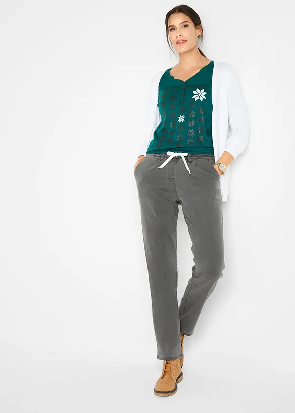 Finstickad cardigan med knappslå, bonprix