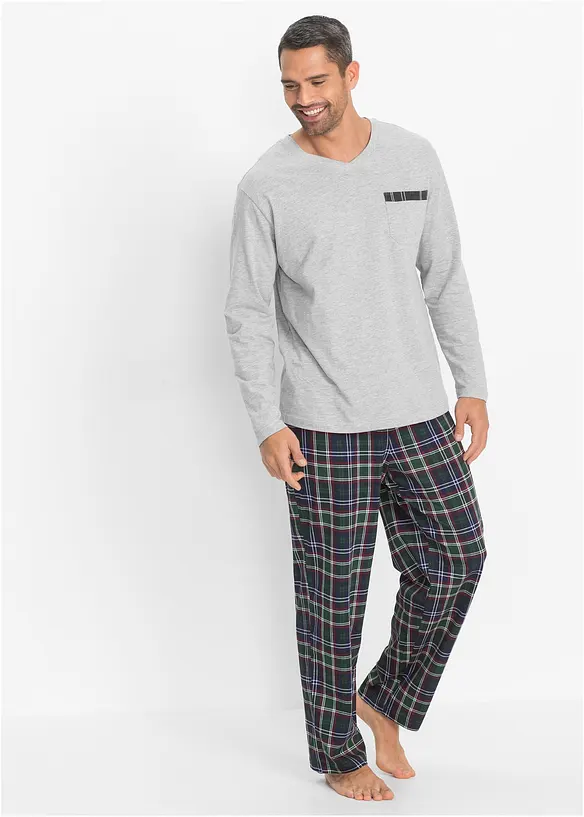 Långärmad pyjamas med ekologisk bomull, bonprix