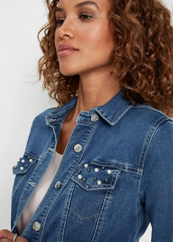 Jeansbolero med pärlor, bonprix