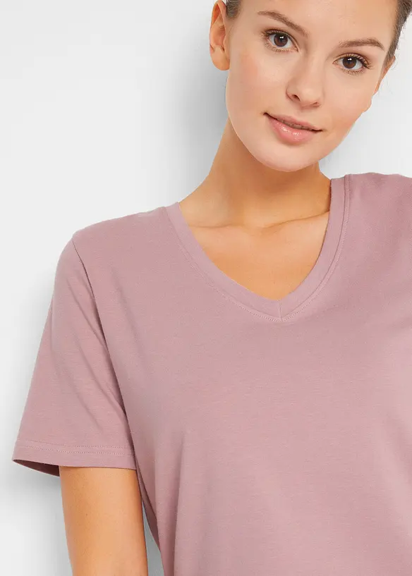 Lång topp med V-ringning (2-pack), bonprix