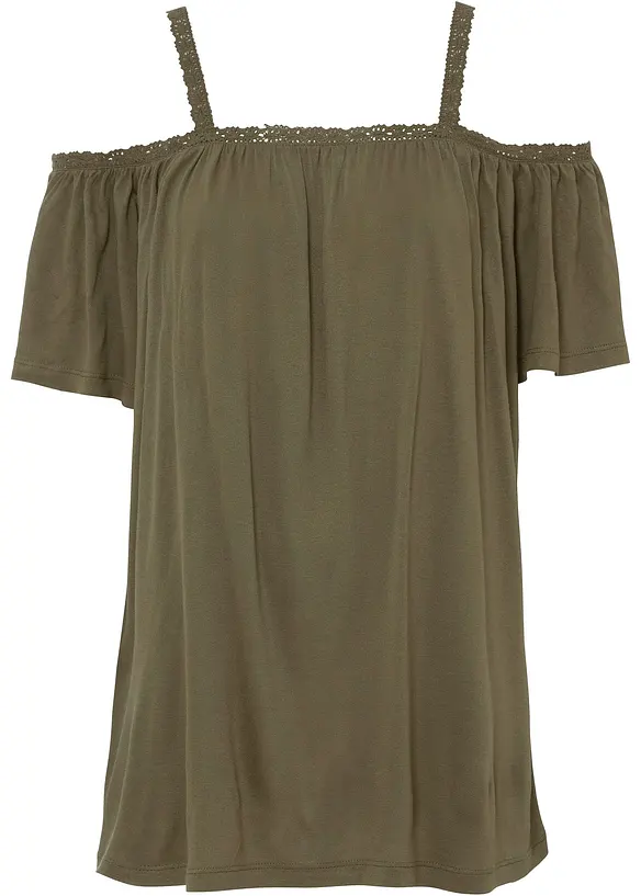 Cold shoulder-topp i mjuk viskos, bonprix