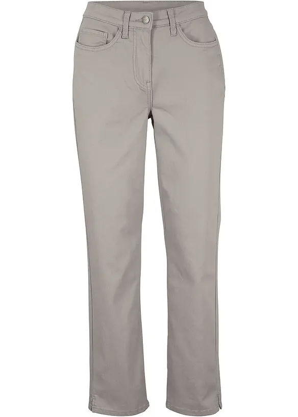 Stretchbyxa med raka ben Mid Waist, bonprix