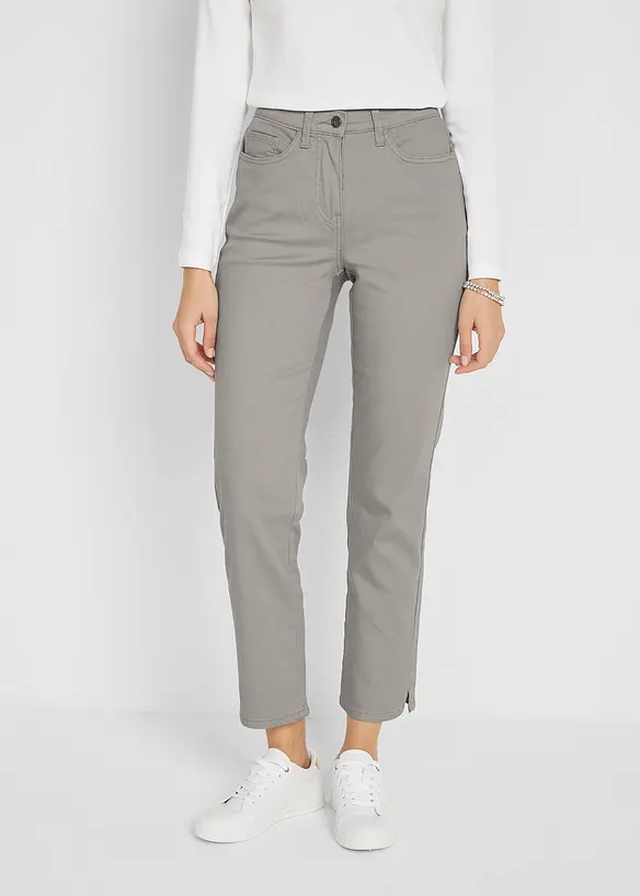 Stretchbyxa med raka ben Mid Waist, bonprix