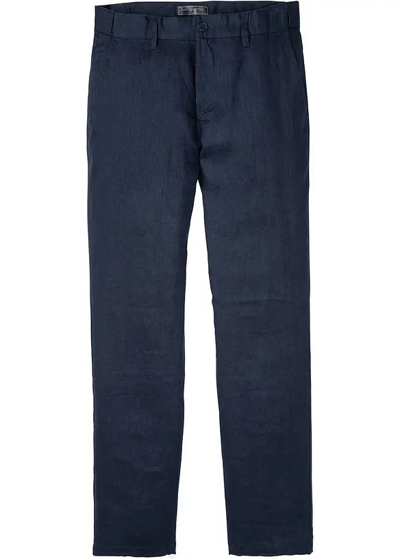 Linnechinos med bekväm midja, normal passform, raka ben, bonprix