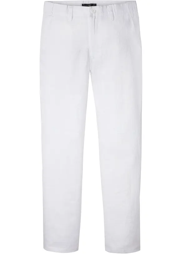 Linnechinos med bekväm midja, normal passform, raka ben, bonprix