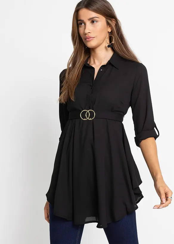Lång blus med skärp, bonprix