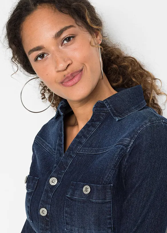Jeansklänning med skärp, bonprix