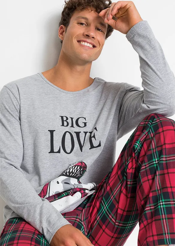 Långärmad pyjamas med ekologisk bomull, bonprix
