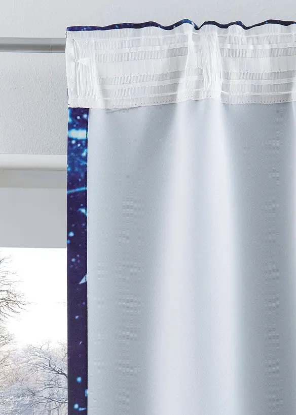 Mörkläggande gardinlängd med tryckt natthimmel och återvunnen polyester (1-pack), bonprix