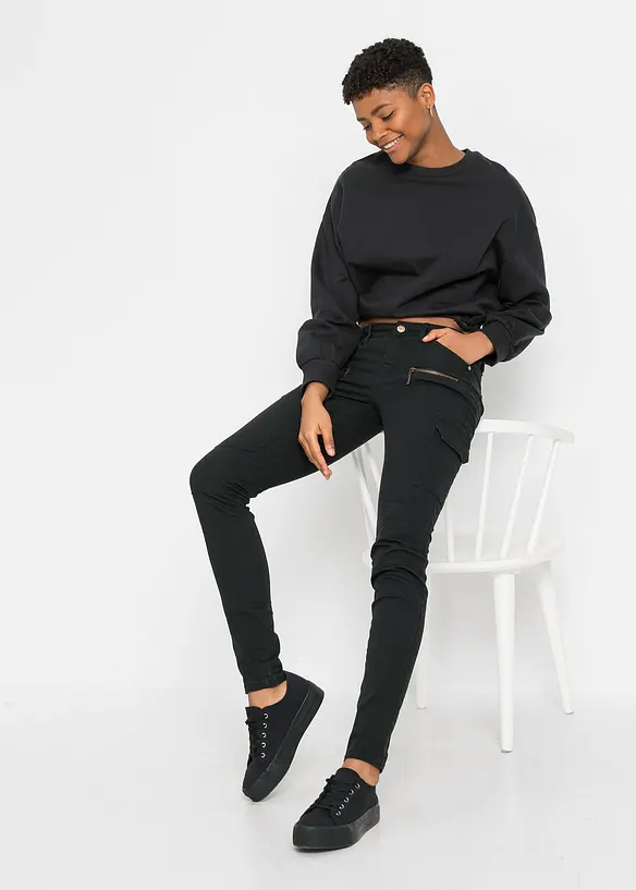 Cargobyxa i stretchig bomullsmix, bonprix