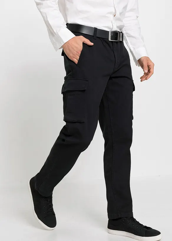Byxa med stretch och raka ben, med bomull, Regular Fit, bonprix