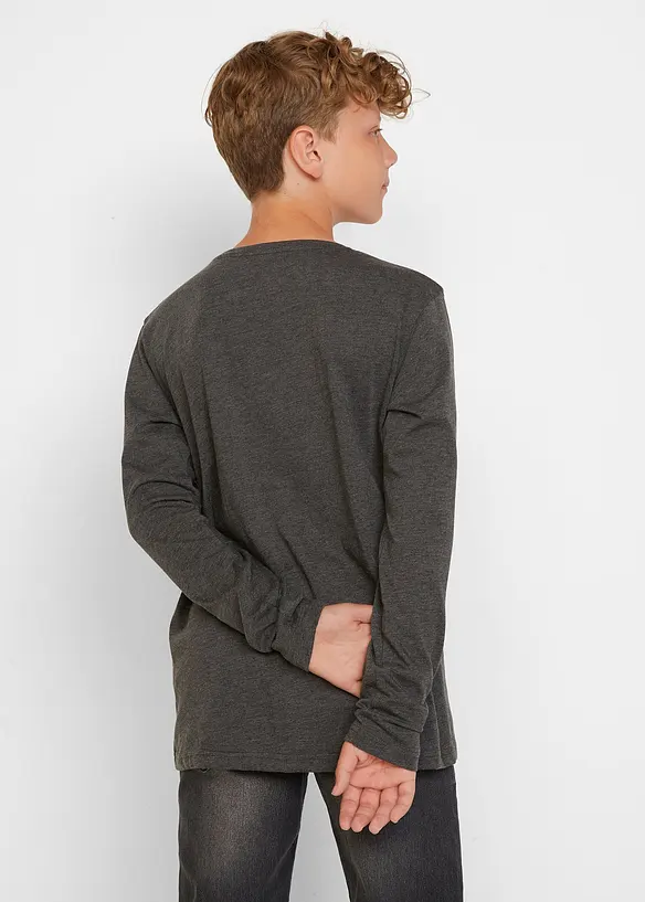 Långärmad T-shirt för barn (2-pack) med ekologisk bomull, bonprix