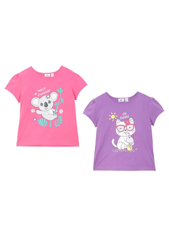 T-shirt i ren ekologisk bomull för barn (2-pack), bonprix