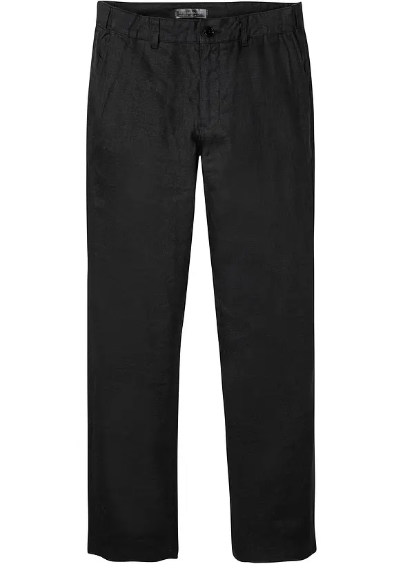 Linnechinos med bekväm midja, normal passform, raka ben, bonprix