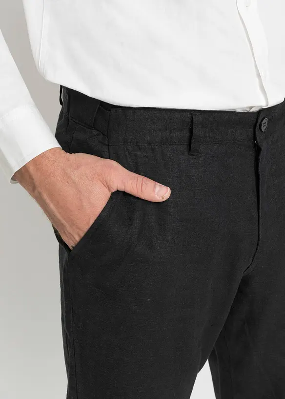 Linnechinos med bekväm midja, normal passform, raka ben, bonprix