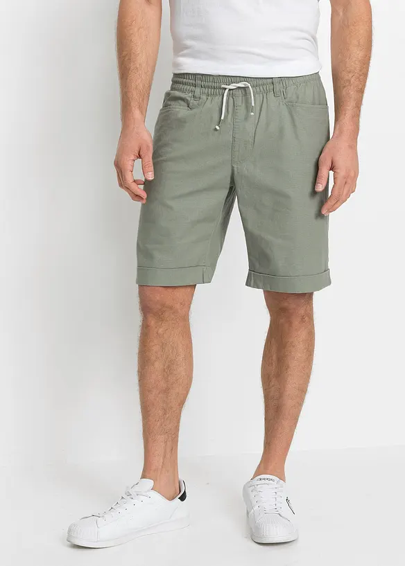 Dra på-shorts i linneblandning, Regular Fit, bonprix