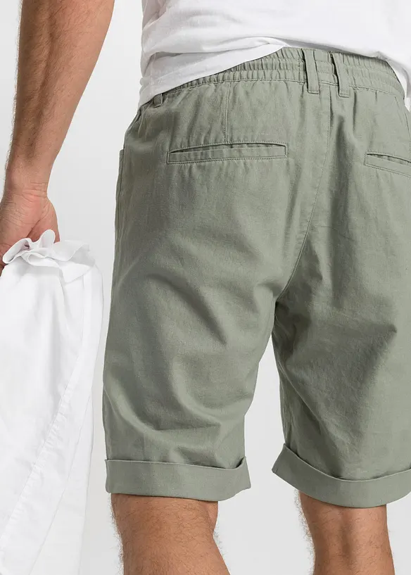 Dra på-shorts i linneblandning, Regular Fit, bonprix