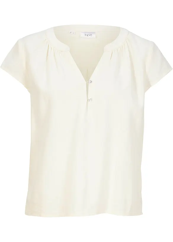 Kort linneblus med slits i sidan, bonprix