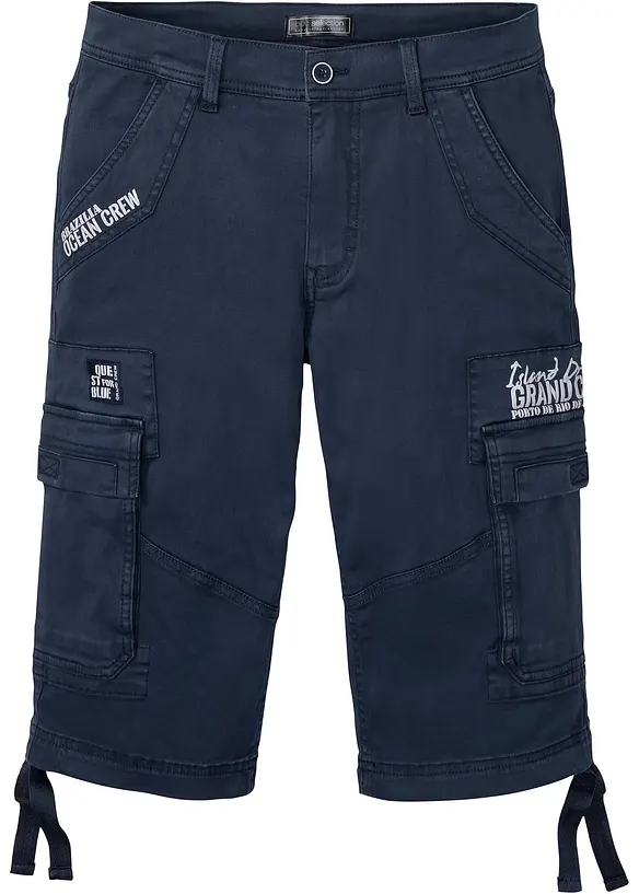 Långa bermudas med stretch och cargofickor, normal passform, bonprix