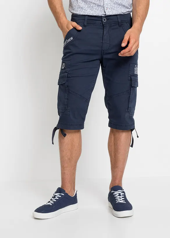 Långa bermudas med stretch och cargofickor, normal passform, bonprix