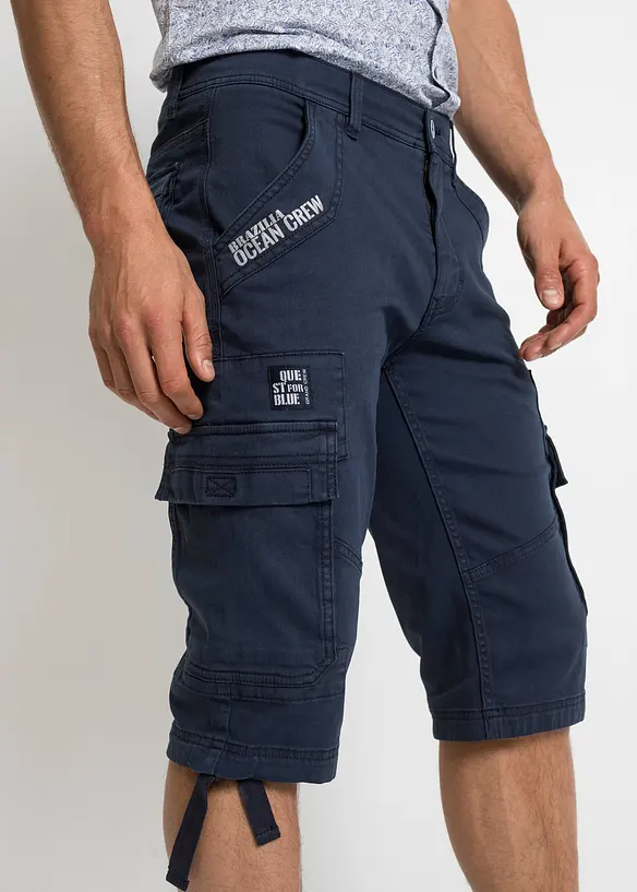 Långa bermudas med stretch och cargofickor, normal passform, bonprix
