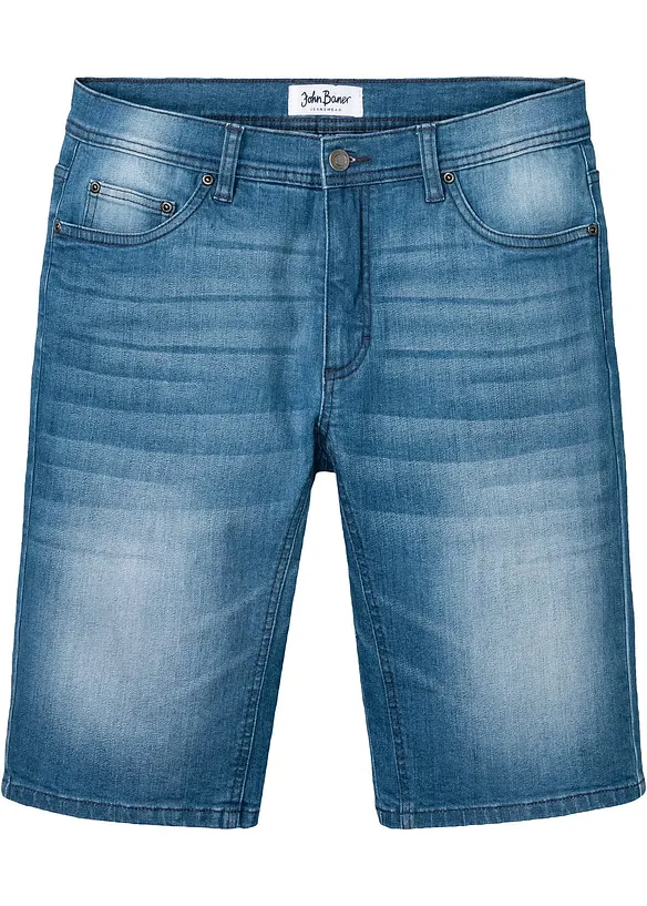 Stretchiga jeansshorts med förstärkt gren, normal passform, bonprix