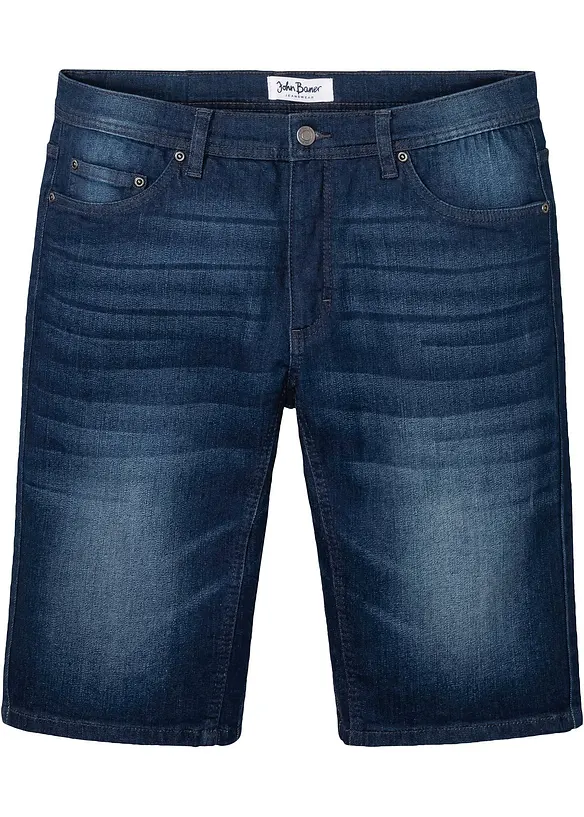 Stretchiga jeansshorts med förstärkt gren, normal passform, bonprix