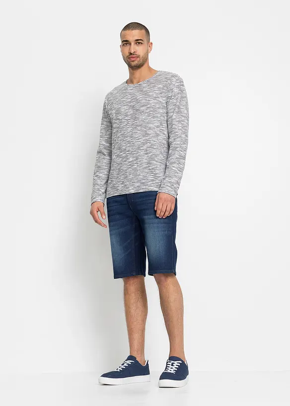 Stretchiga jeansshorts med förstärkt gren, normal passform, bonprix