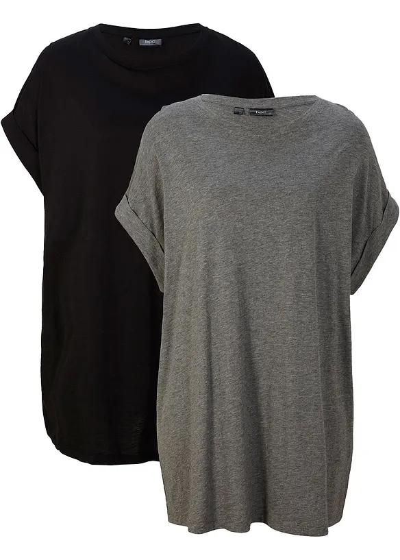 Lång topp med bomull (2-pack), bonprix