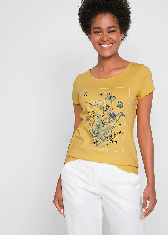 T-shirt i bomull med tryck, bonprix