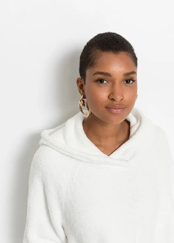 Sweatshirt med huva och teddyfleece, bonprix