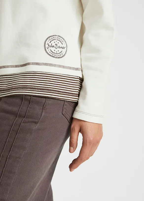Långärmad bomullstopp med 2-i-1-look, bonprix