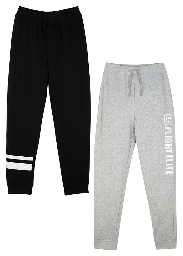 Joggingbyxa i mjuk bomullsmix för barn (2-pack), bonprix