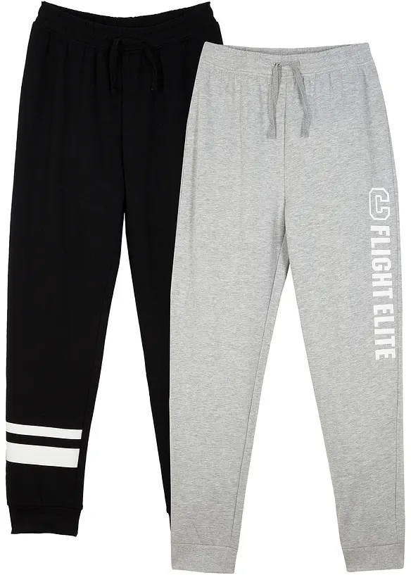 Joggingbyxa i mjuk bomullsmix för barn (2-pack), bonprix