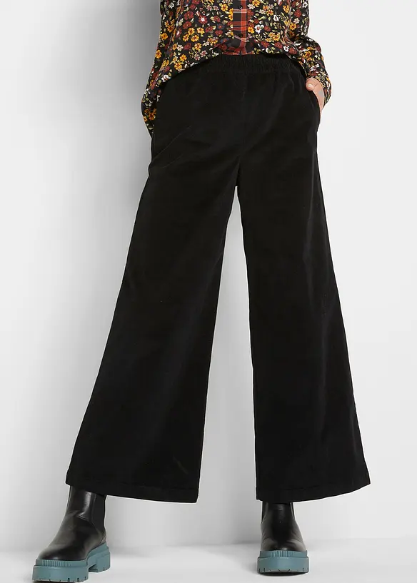 Manchesterbyxa med bekväm high waist, bonprix