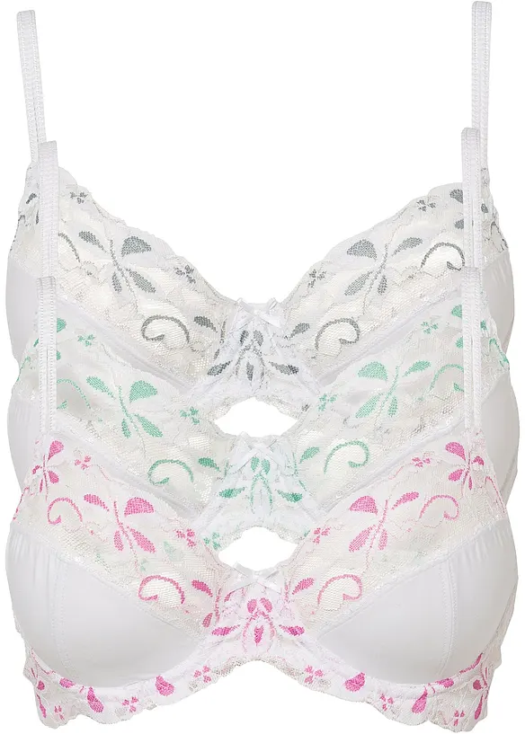 BH med bygel och fin spets (3-pack), bonprix