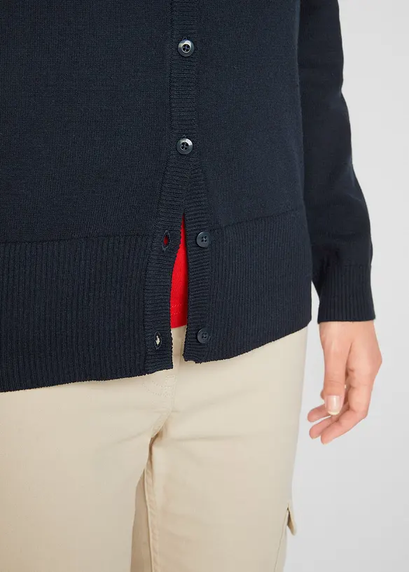 Finstickad cardigan i basmodell med återvunnen bomull, bonprix