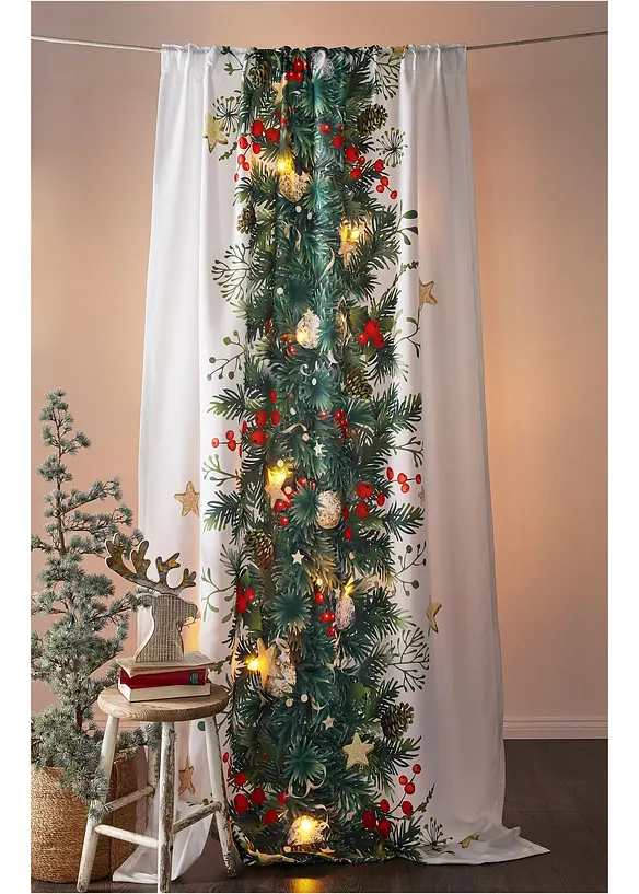 Gardinlängd med LED-belysning och vintrigt mönster (1-pack), bonprix