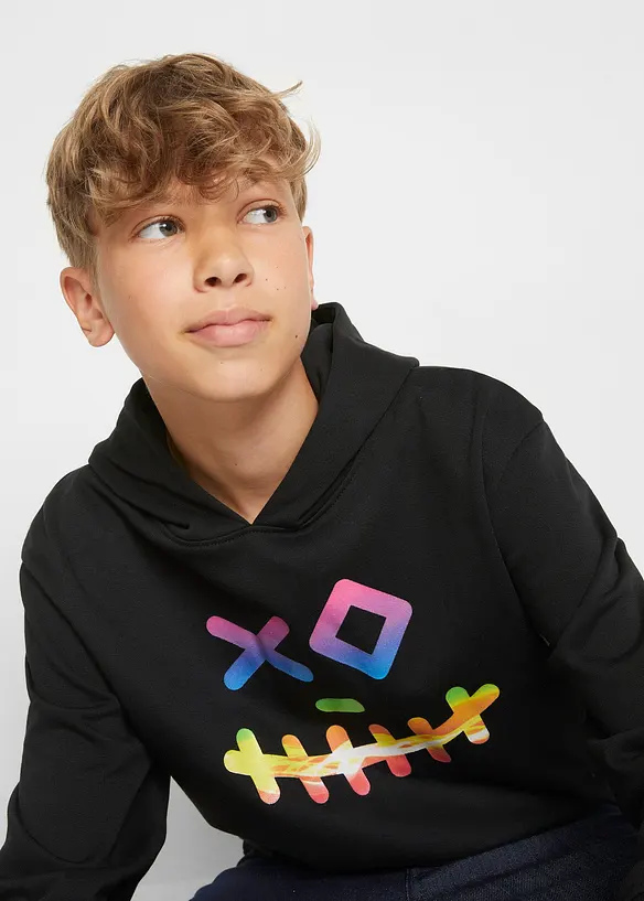 Sweatshirt med huva i mjuk bomullsmix för barn, bonprix