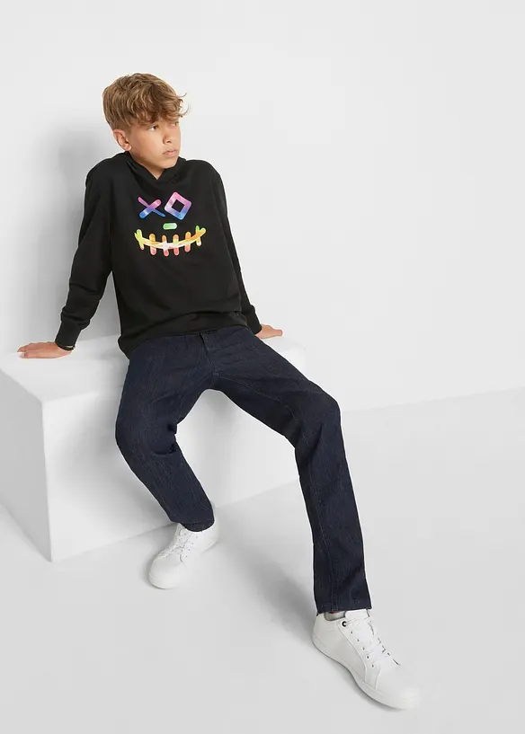 Sweatshirt med huva i mjuk bomullsmix för barn, bonprix
