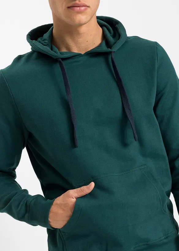 Sweatshirt med huva i ren bomull, bonprix