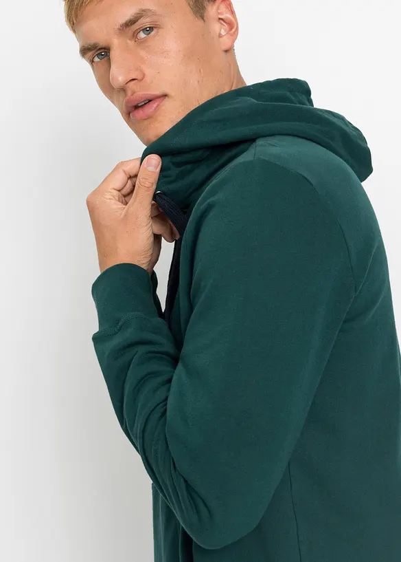Sweatshirt med huva i ren bomull, bonprix