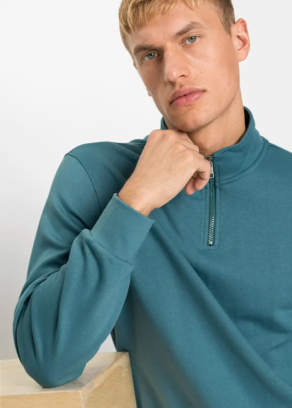 Sweatshirt med krage och kort dragkedja, bonprix