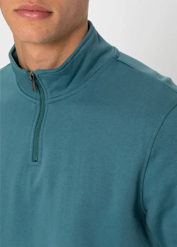 Sweatshirt med krage och kort dragkedja, bonprix